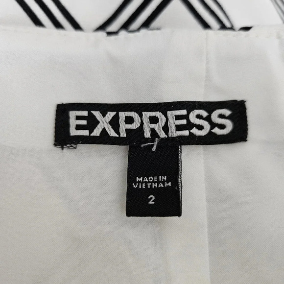 Express Straight Pencil Midi Skirt White Black Windowpane Plaid Zip Back - Picture 4 of 5